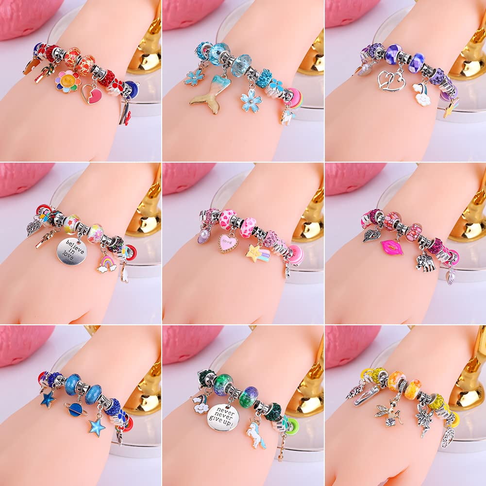 AIPRIDY 150 Pcs Kids Bracelet Making Kit,Unicorn Mermaid Crafts Gifts Set Can Inspires Imagination and Creativity, The Gifts for Girls5-12 Years Old