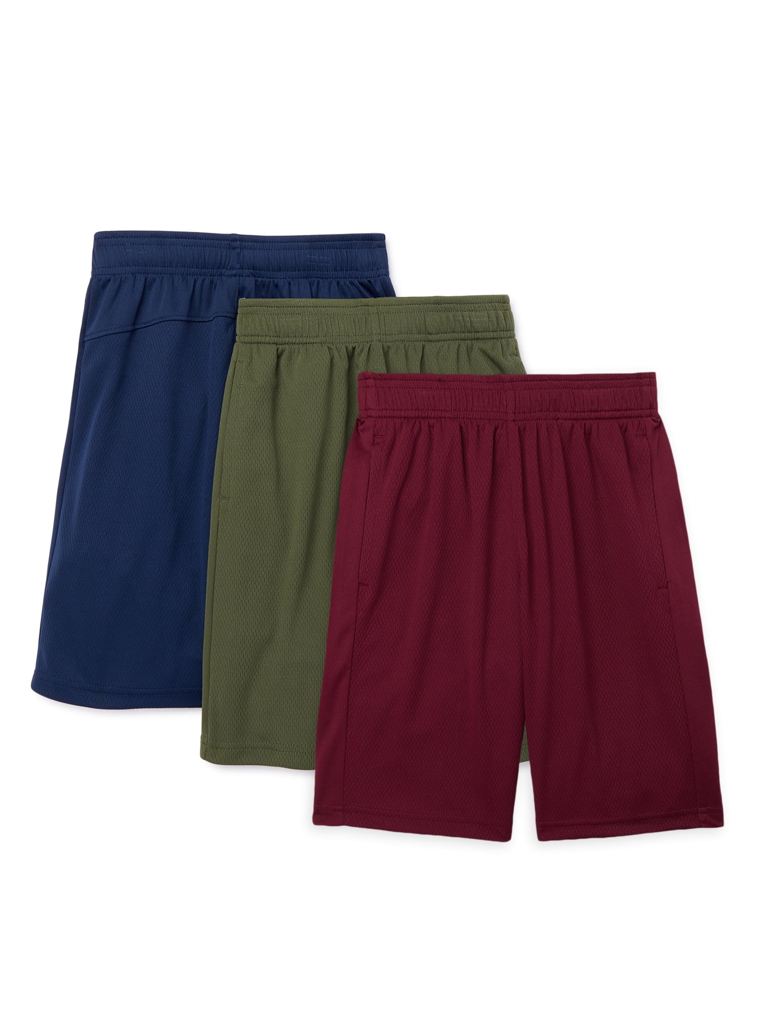 Athletic Works Boys Core DriWorks 3-Pack Shorts, Sizes 4-18 & Husky