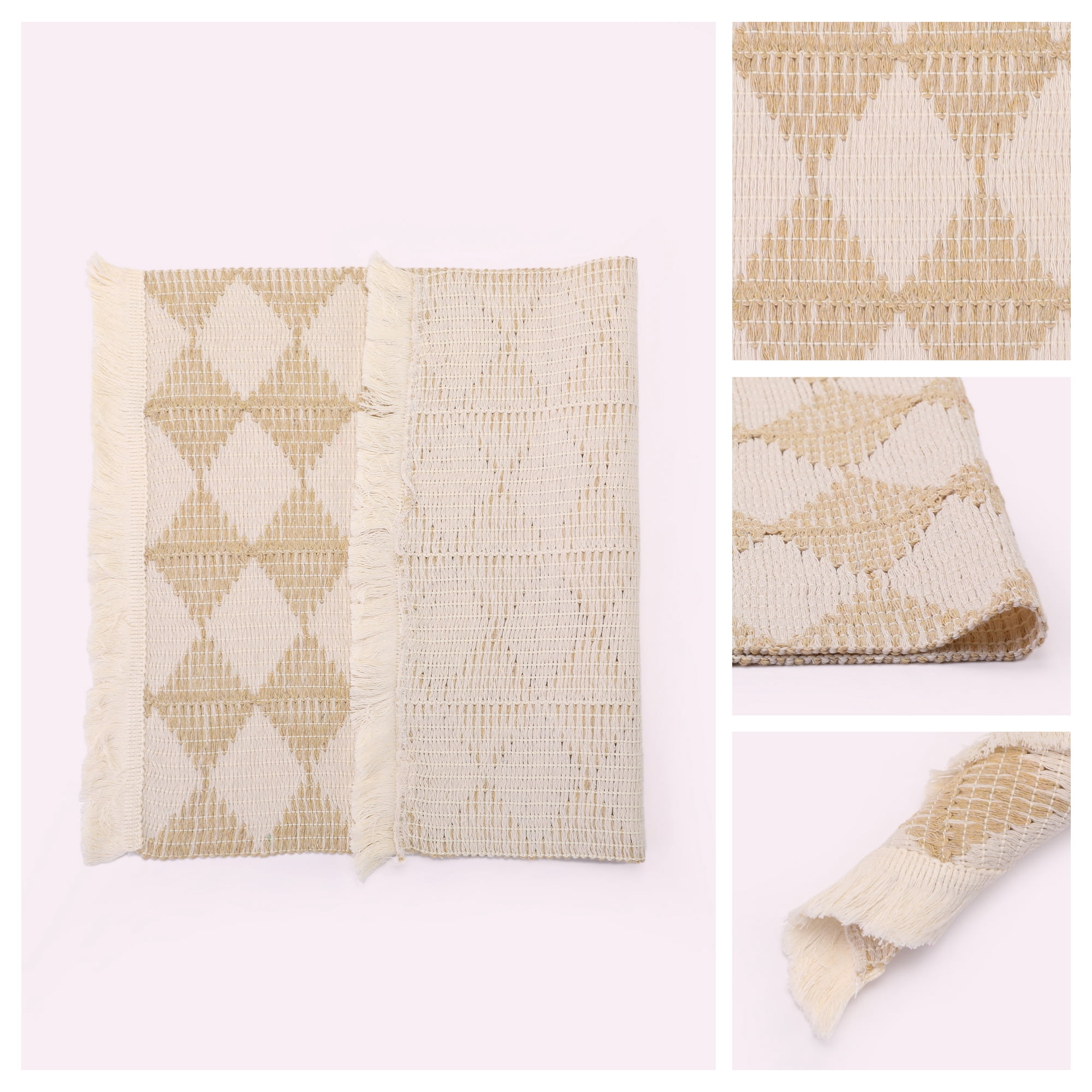 Unique Bargains 4pcs Cotton and Linen Washable Table Mats White 17.7"x13.8"