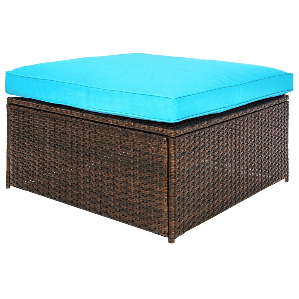 Private Jungle Outdoor Wicker Sofa Cushioned Sectional Furniture Set Garden Patio Sofa Set (Blue-5 Pieces) Private Jungle Outdoor Wicker Sofa Cushioned Sectional Furniture Set Garden Patio Sofa Set (Blue-5 Pieces)