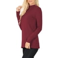 thumbnail image 2 of Womens Long Sleeve Cotton Mock Neck Turtleneck Top, 2 of 3