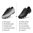 thumbnail image 5 of Vizari Bolt Firm Ground Soccer Cleats for Kids – Durable, Comfortable, and Stylish Boys and Girls Soccer Shoes with Traction - Black/White/Silver, 2.5, 5 of 5