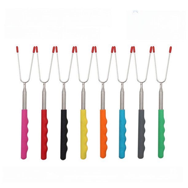 Herramientas para barbacoa de acero inoxidable 68, tenedor telescópico para barbacoa, mango de Color, alas de pollo, salchichas, tenedor para asar, herramientas para barbacoa al aire libre