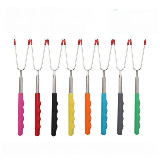 Herramientas para barbacoa de acero inoxidable 68, tenedor telescópico para barbacoa, mango de Color, alas de pollo, salchichas, tenedor para asar, herramientas para barbacoa al aire libre