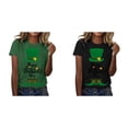 thumbnail image 1 of 2 Pack(Vert 1PCS & Noir 1PCS) Multipack Spandex Tee Haut Femme Fête de la Saint-Patrick Chemise Décontractée Chapeau Imprimé Chemise Manches Courtes Col Rond Blouse Haut Décontracté, 1 of 8