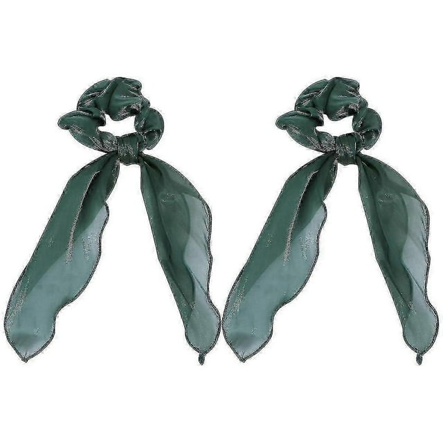 2pcs Elegant Solid Color Bowknot Hair Bands - High-Quality Elastic Cloth Ponytail Holders