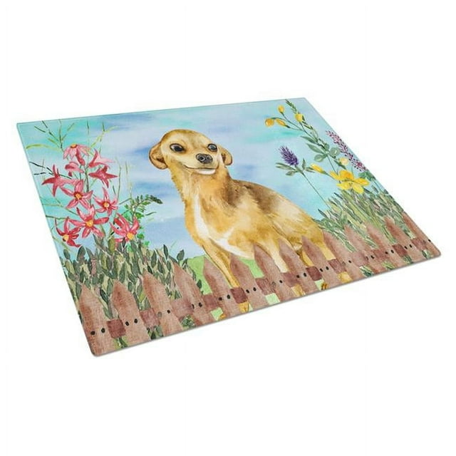 Carolines Treasures CK1220LCB Planche à Découper en Verre à Ressort Chihuahua, Grande