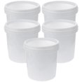 thumbnail image 6 of 5-Pack Plastic Buckets with Lids – White 1.05 Qt Each, for Food Storage & More, 6 of 6