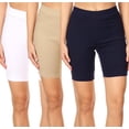 thumbnail image 2 of 3 Pack Women's 9" Pull on Bermuda Shorts Side Slit Jean Style Casual Short S-3XL, 2 of 5