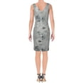 thumbnail image 2 of Ralph Lauren Womens Sequin Floral Cocktail Dress, Grey, 4, 2 of 2