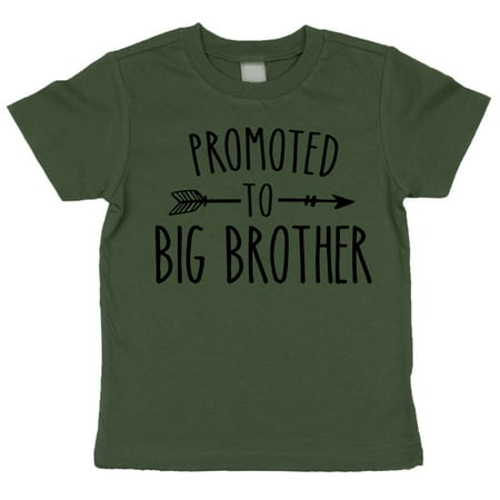 

Promoted to Big Brother Arrow Sibling Reveal Announcement Shirt for Boys Big Brother Sibling Outfit Black on Military Green Shirt 2T