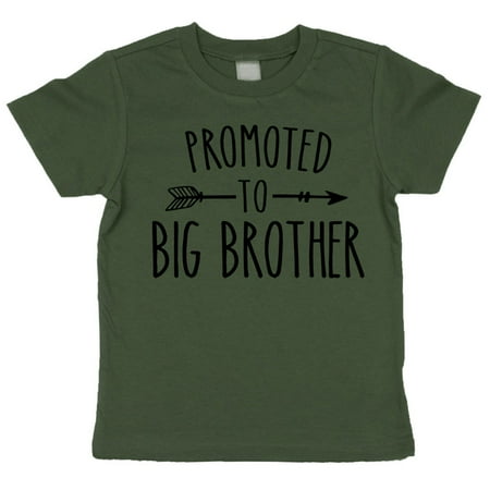 

Promoted to Big Brother Arrow Sibling Reveal Announcement Shirt for Boys Big Brother Sibling Outfit Black on Military Green Shirt 3T