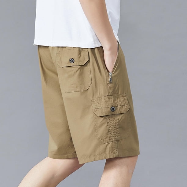 Ceisia Men's Fashion Casual Workwear Stretchy Gift Waist Multiple Zipper Pockets Solid Half Shorts - All-Season Outdoor Daily P ants