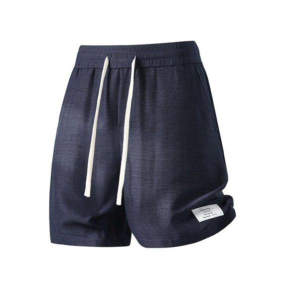 Men's Flat Weave Quick Dry Shorts, 7 Inch Elastic Waist Drawstring Shorts, Lightweight Breathable Summer Baggy Beach Shorts with Pockets Size 5XL Navy