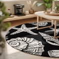 thumbnail image 3 of Small Round Rug 3Ft, Black Starfish Coastal Non-Slip Washable Circle Rugs Carpet, Shell Coral Summer Beach Nautical Ocean Indoor Outdoor Rug Floor Mats Throw Runner for Bedroom Living Room Bathroom, 3 of 8