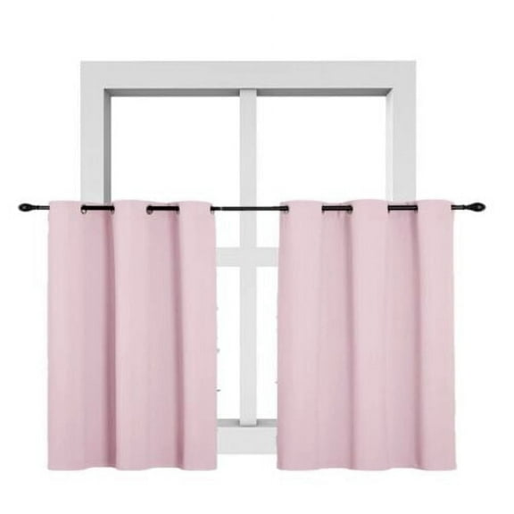 Window treatment curtain thermal insulated blackout size 28" wide X 36" length for kitchen bathroom décor short window 1 panel light pink color top grommet K30