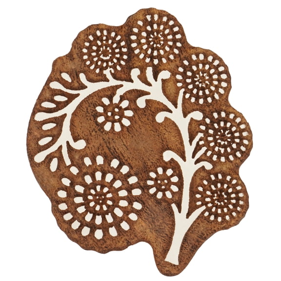 IBA Indianbeautifulart Textile Printing Block Floral Motif Hand Carved Wooden Stamp Wood Block Printing Textile Stamps For Fabric/ Pottery Blocks-3 Inch