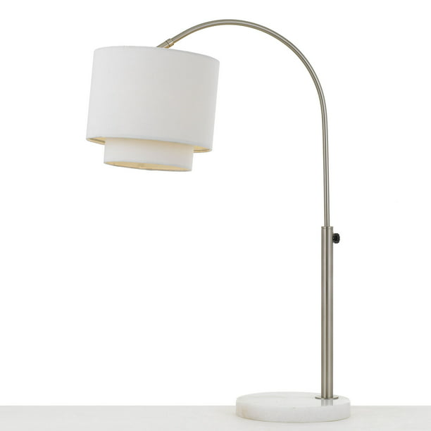AF Lighting Arched Table Lamp in Brushed Nickel with Fabric Shade ...