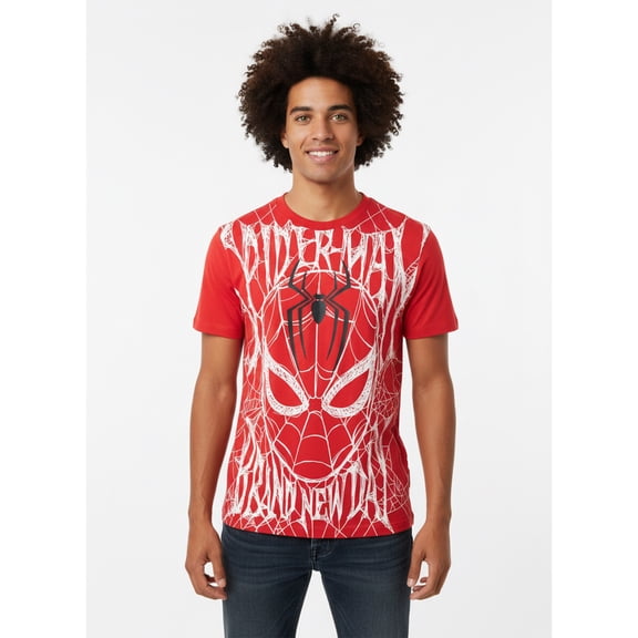 Spider-Man Men's and Big Men's Webbed Spider Graphic Tee, Sizes S-3XL