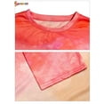 thumbnail image 6 of Spencer Women's Gradient Tie Dye T-Shirt Summer Short Sleeve Round Neck Blouse Casual Loose Tunic Tops (L,Red), 6 of 7