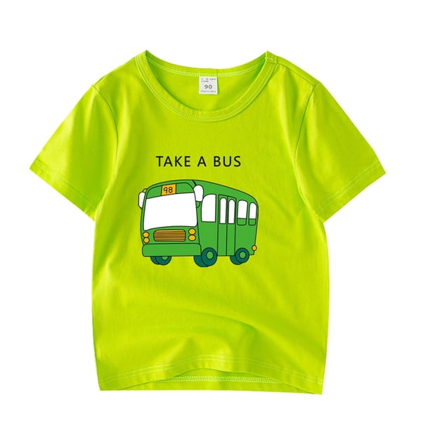 Gibobby Blusa Manga Larga Niños Verano niños pequeños niños niñas dibujos animados diseño de coche estampados Casual Tops para niños ropa bebé mangas para niños y niñas(Verde, 4-5 Años)