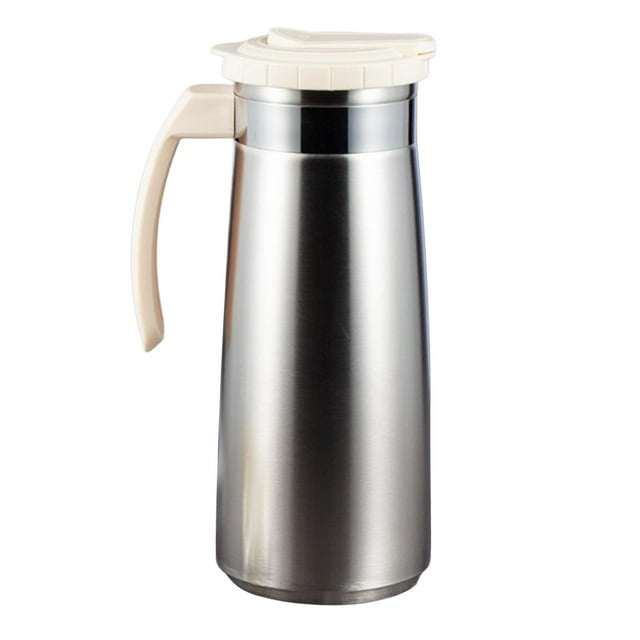 Jarra de agua de acero inoxidable para agua caliente y fría, dispensador de bebidas heladas Blanco