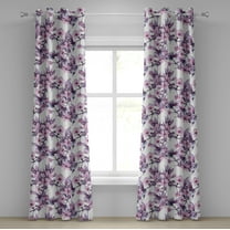 Ambesonne Floral Grommet Curtain, Cherry Blossoms Spring Print, 50"x108", Pale Purple Violet and Pink