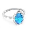 thumbnail image 3 of 2.15 Carat Beautiful Oval Cut Blue Topaz Gemstone & Natural Diamond (F-G/VS1) Anniversary Ring for her Solid 18K White Gold Size 3 by Diamond-Capitals, 3 of 7