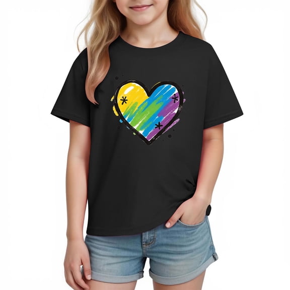 breaise Valentines Day Graphic Tshirt for Kids Girl Boy Short Sleeve Crewneck Tshirt Soft Cotton Print Tops