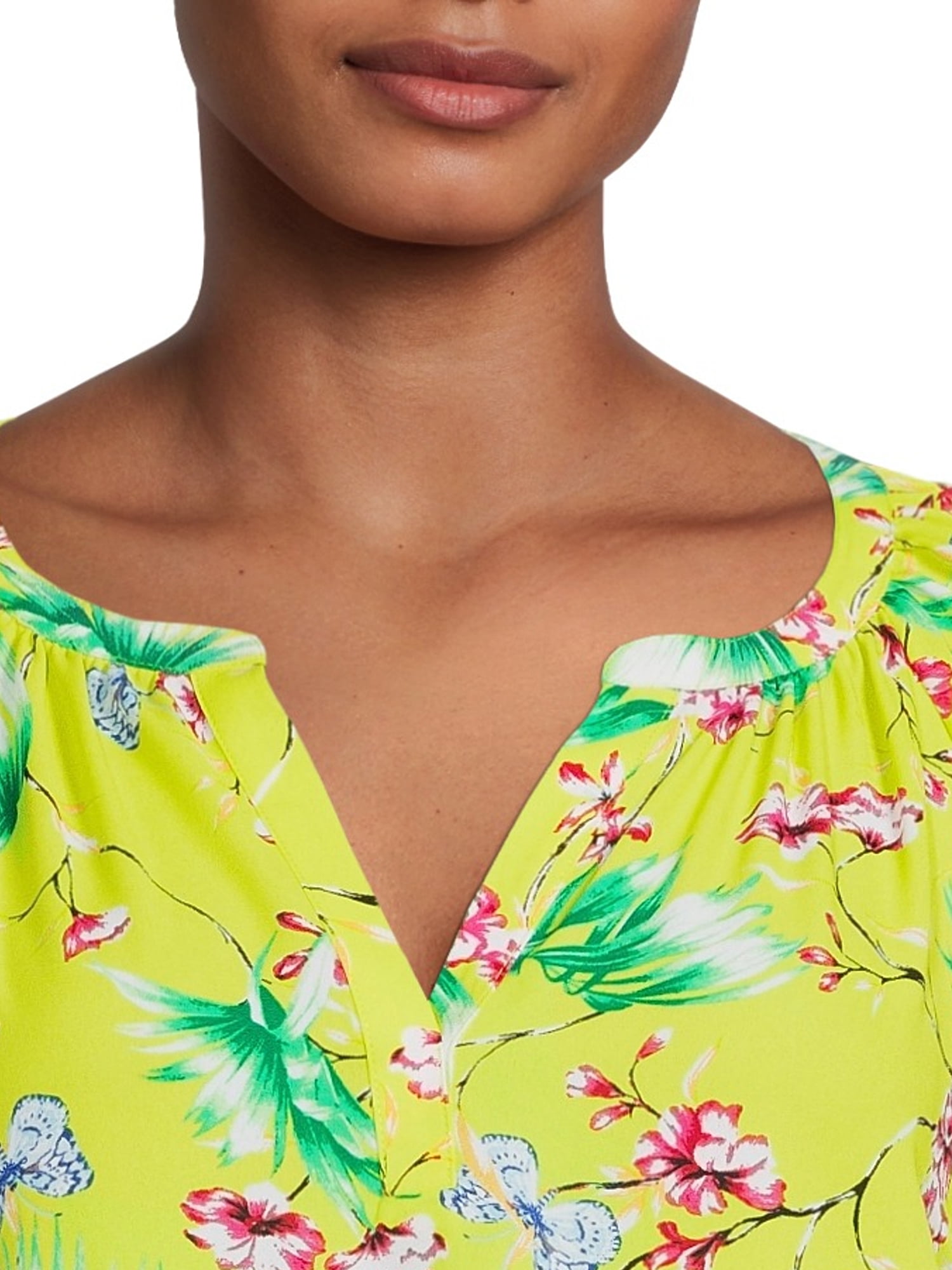 AELSON Women's Boho Floral Blouse - V Neck Long Sleeve Casual Tops For Everyday Wear