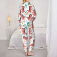 thumbnail image 3 of Pajama Sets for Women 2 Pcs, cute Dinosaur pink Button Down Long Sleeve Sleepwear Lounge PJ Sets, 3 of 6