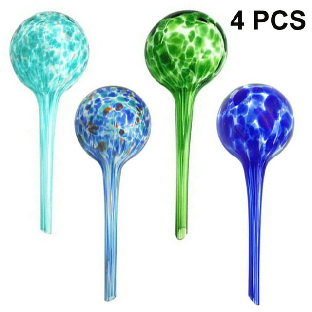 Plant Watering Globes, Self Watering Spikes Automatic Glass Watering Bulbs Cans Device Drip Ball Planter 4 PCS