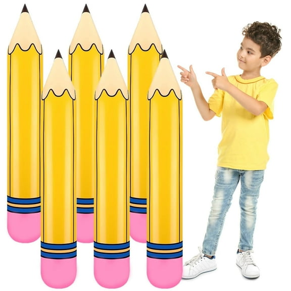 6 Pieces 27 inch Giant Inflatable Pencils Dimensional Decoration Back to School Graduation Party Decoration for Back to School Classroom Garden Room Birthday Party Decorations
