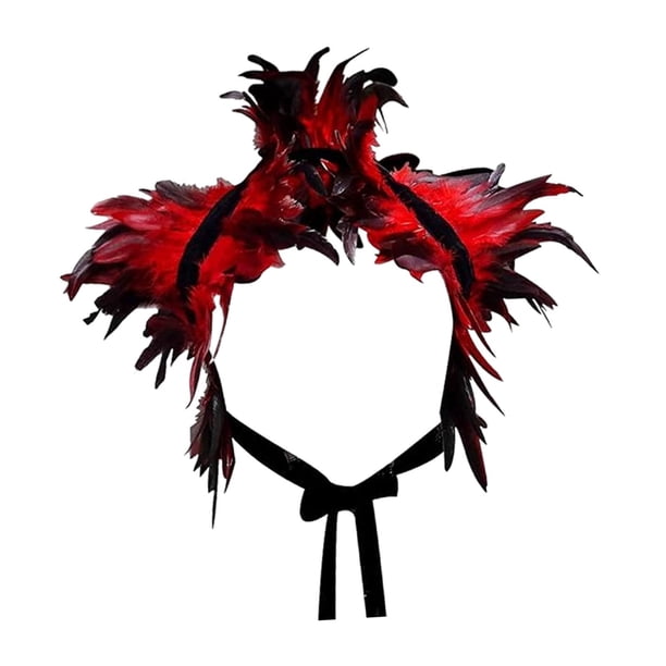 Capa de plumas artificiales decorativa cómoda y fácil de llevar decoración para el hombro Rojo