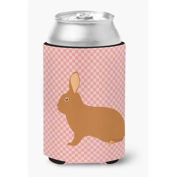 Carolines Treasures BB7969CC Rex Rabbit Pink Check Can or Bottle Hugger