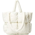 thumbnail image 1 of LHSHID Chic Grid Puffer Down Quilted Tote Bag for Women Lady Trendy Large Shoulder Bag Top Handle Bag, 1 of 6