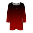 thumbnail image 4 of YanHoo 3/4 Sleeve Tunic Tops for Women Color Block Button Up 3/4 Sleeve Tee Shirts Casual Round Neck Flowy Tunics for Ladies 2026 Summer Sales, 4 of 5