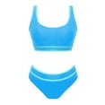 thumbnail image 3 of Hontri Bikinis Set Women's Two Swimsuit High Waisted Contrasting Colors Bikini Sets Double Shoulder Bathing Suits for 2024 Blue S, 3 of 7