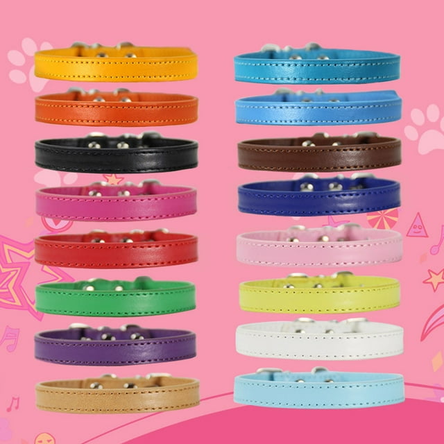 HEATSHAKING 12Pcs Fashionable Pet Dog Collar PU Material Assorted Colors Neck Accessory