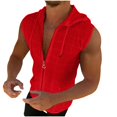 thumbnail image 3 of BiZtdJrK Sleeveless Hoodies for Men Casual Slim Fit Zip-Up Drawstring Hooded Workout Tank Tops Summer Casual Muscle Vest Tanks Red M, 3 of 7