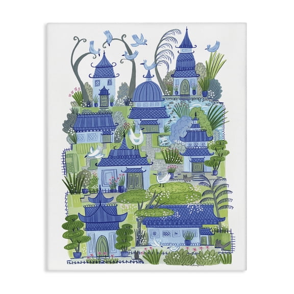 Stupell Industries Charming Village Buildings Architecture Painting Wrapped Canvas Canvas Art Print Wall Art, 16 x 20