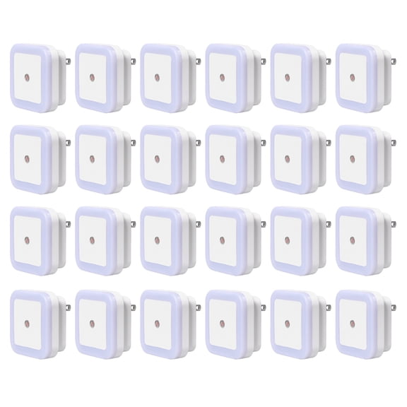 GEGONG 24 Pack Sensor Night Lights, Automatic Sensor Light, US Plug 110V-240v Plug into Wall Smart Sensor Lamp for Open Automatically at Night (White Light)