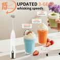 thumbnail image 7 of BUSATIA Milk Frother Handheld with 3 Heads, Coffee Whisk Foam Mixer with USB Rechargeable 3 Speeds, Electric Mini Hand Hand Frother for Latte, Cappuccino, Hot Chocolate, Egg, White, 7 of 7