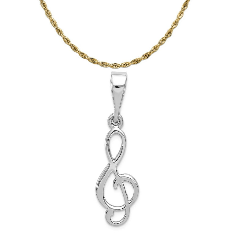 White gold treble clef necklace sale