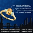 thumbnail image 2 of Gem Stone King 10K Yellow Gold Yellow Citrine and Simulated White Opal Engagement Ring for Women | 1.75 Cttw | Oval Checkerboard 8X6MM | Gemstone November Birthstone | Size 5, 2 of 6