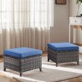 thumbnail image 2 of Giantfurnni 2 Peices Patio Rattan Ottomans, Outdoor Wicker Footrests with Cushions for Porch Backyard Deck, 2 of 7