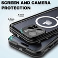 thumbnail image 6 of JiaheCover iPhone 15 Pro Case,IP68 Waterproof Shockproof Built-in Screen Portector Full Body Magnetic Mag Safe Case Hybrid PC Transparent Back Cover for iPhone 15 Pro, Black, 6 of 9