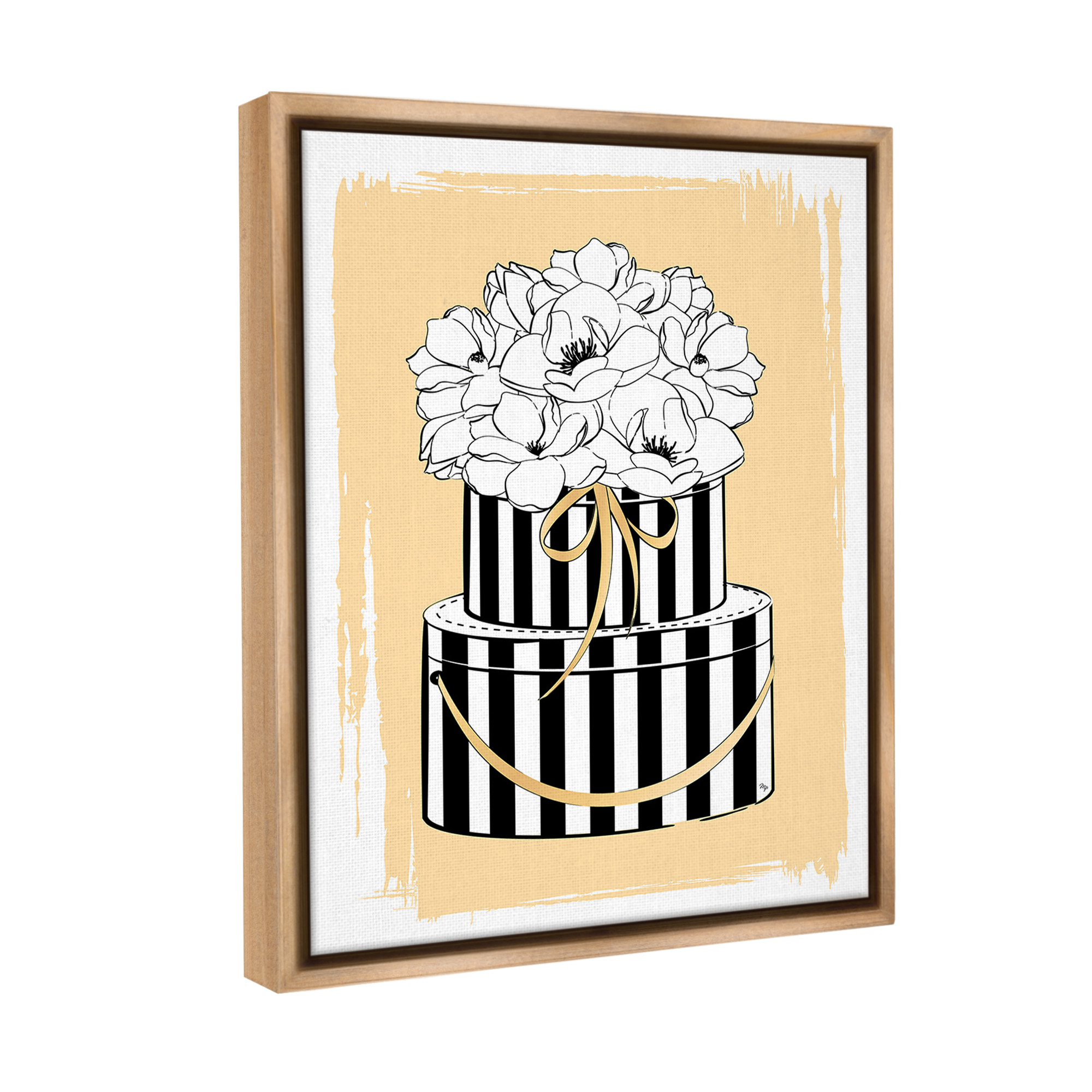 Stupell Industries Glam Accessory Boxes Botanical & Floral Painting Brown Floater Framed Canvas Art Print Wall Art, 25 x 31
