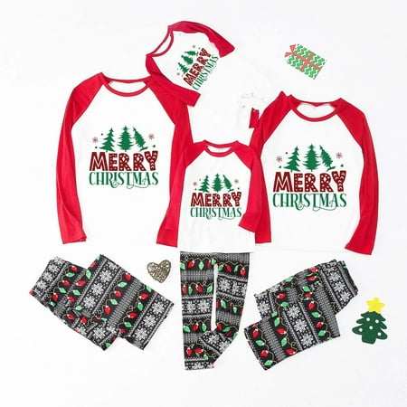 

Pxxlle Merry Christmas Matching Family Outfit Snowflake Graphic Pants with Long Sleeve Crewneck Tops Plus Size Adults Kids Xmas Nightwear Sets fot Children