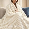 thumbnail image 6 of ROSEKIND Striped Blanket, Premium Faux Fur Touch Ribbed Throw for Sofa and Bed, Cozy Gift for Adults and Friends, 40''x60'', Ivory Cream, 6 of 9